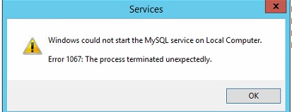 1067 erro servidor mysql