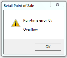 6 error overflow run time