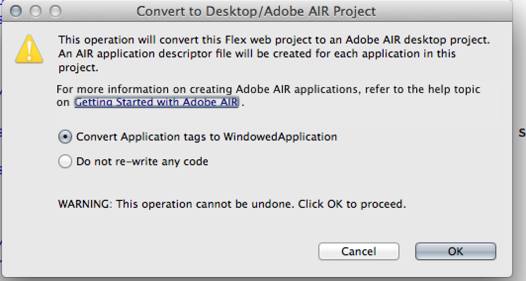 Nie znaleziono deskryptora aplikacji Adobe Air SDK