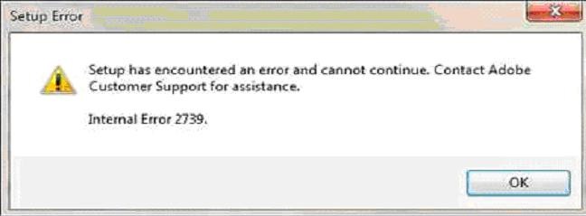 messaggio di errore di installazione di Adobe cs3 2739
