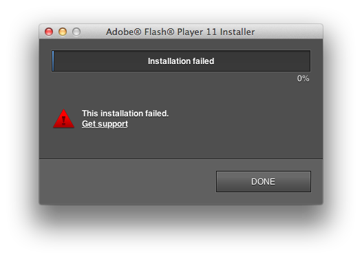 adobe flash install error