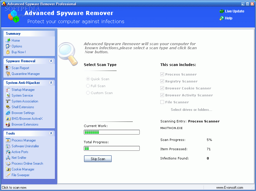 download avanzato del lavoro di rimozione dello spyware