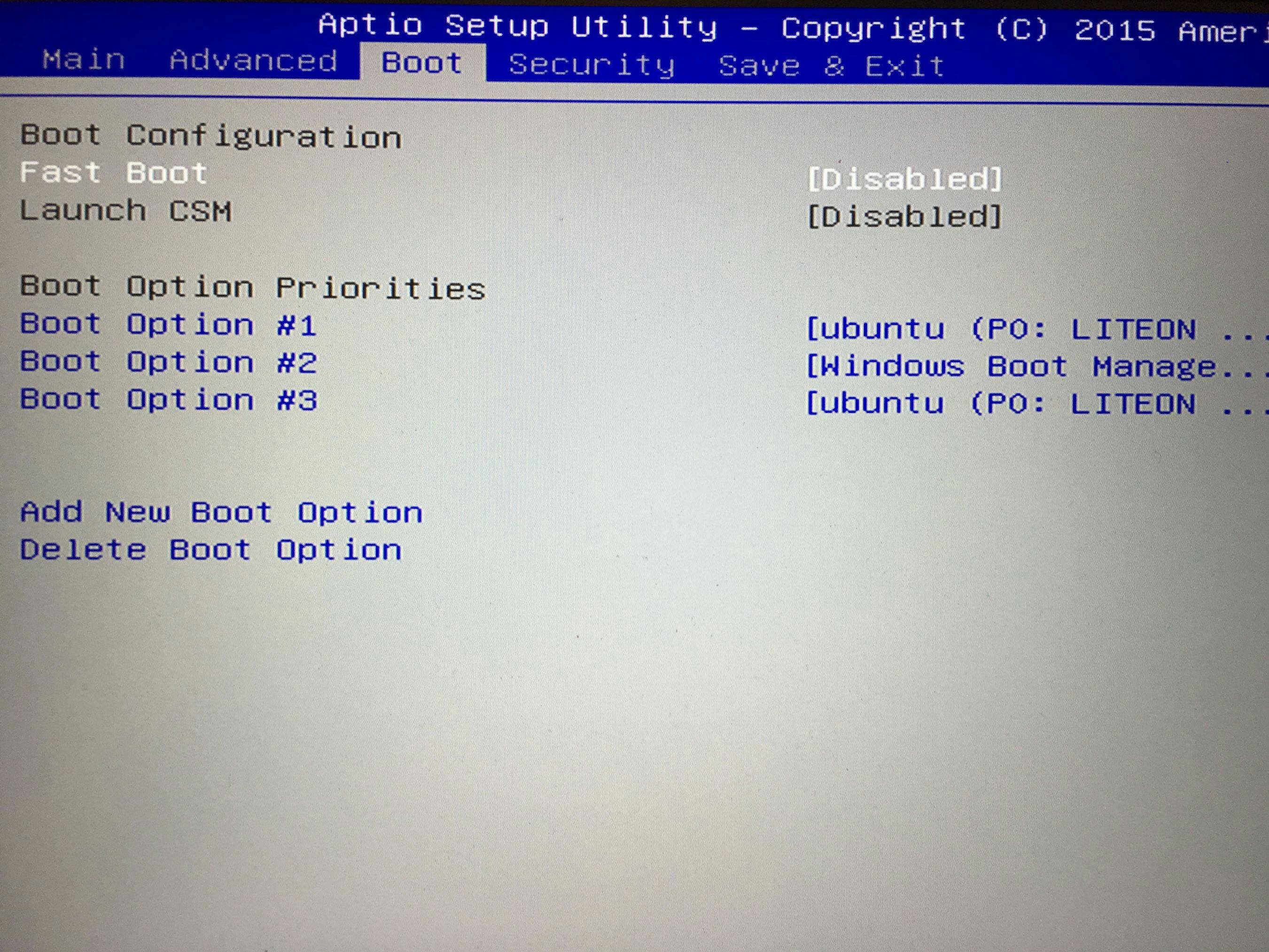 conjuntos de BIOS para la instalación de ubuntu