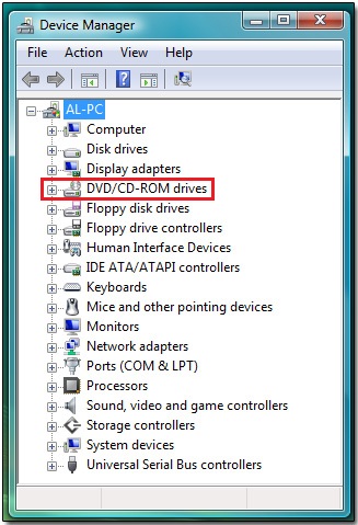cannot experience cd drive in device manager