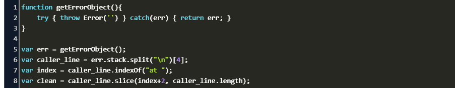 catch error line number javascript