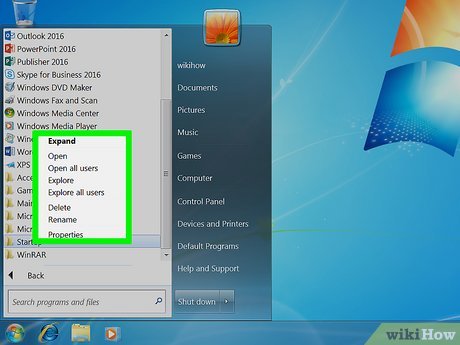 change the startup programs in windows 7