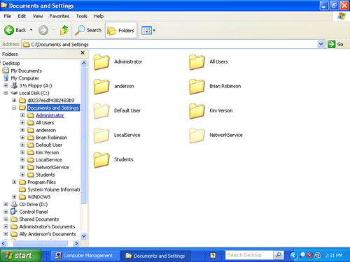 zmień lokalizację pliku profilu użytkownika w systemie Windows XP