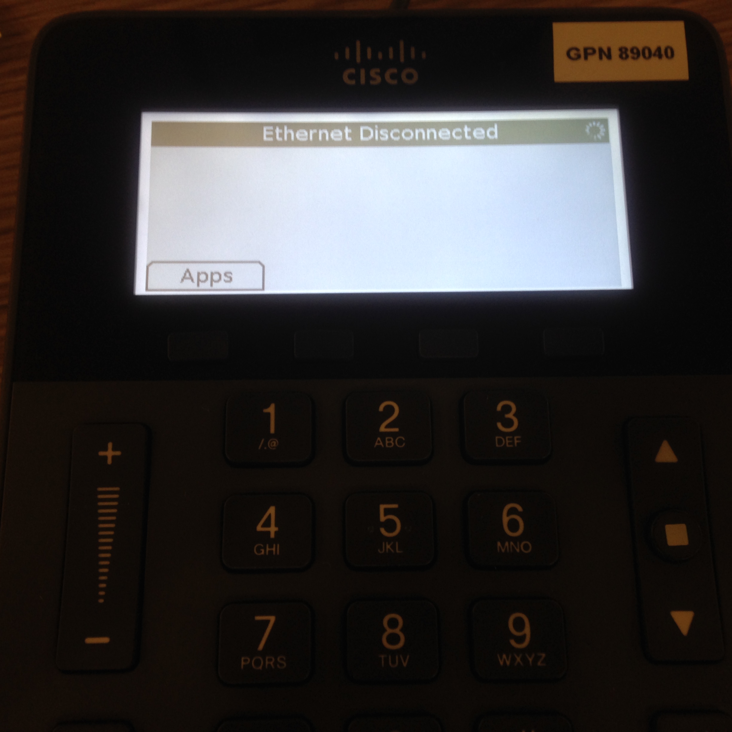 errore Cisco 7945 Ethernet disconnesso