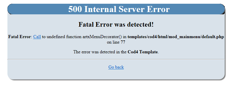 cod4 html fatal error