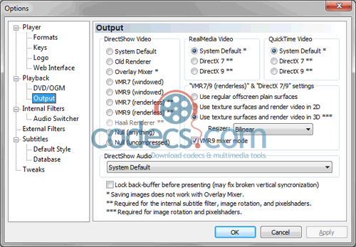 codec update for media player classic