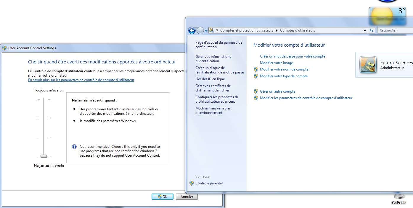 comment desactiver uac in microsoft 7