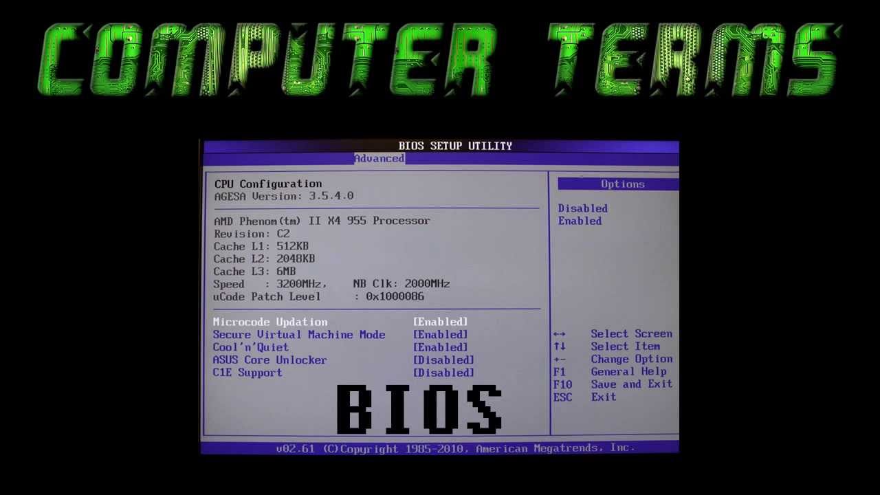 sistema BIOS de la computadora