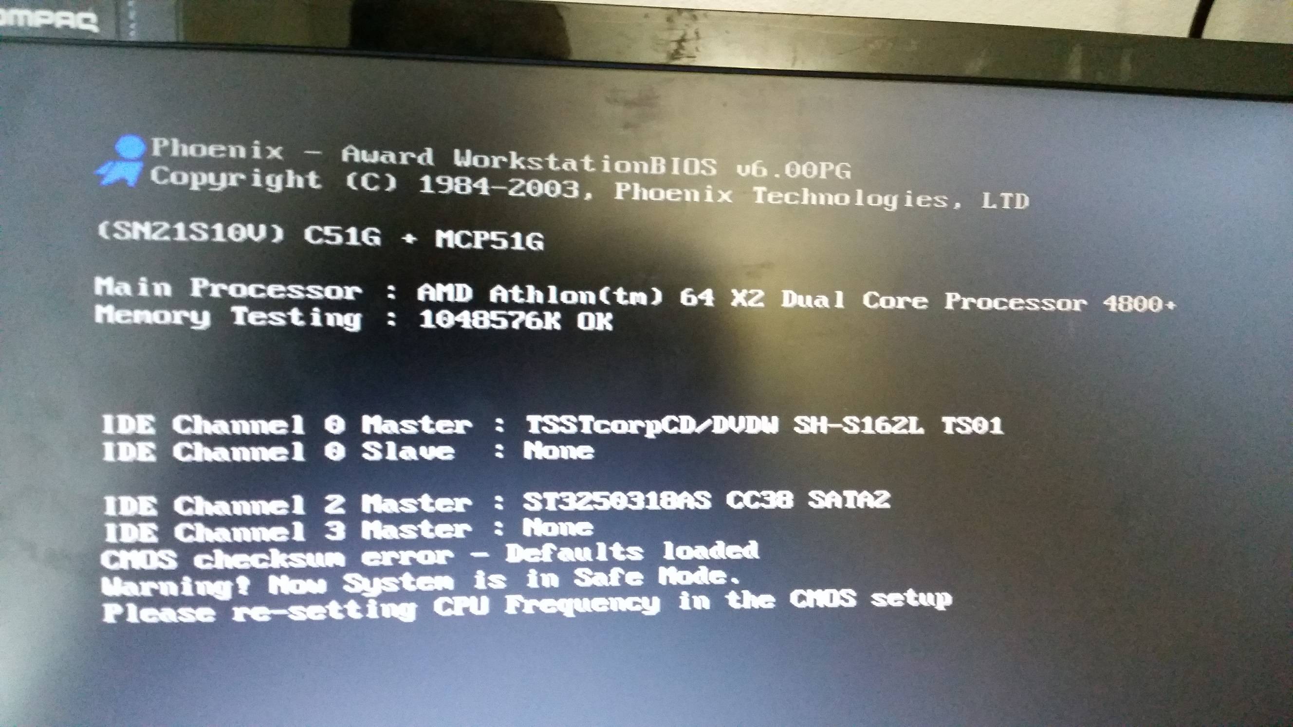 cpu is now in safe mode