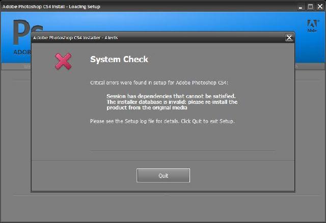 cs4 install error windows 7