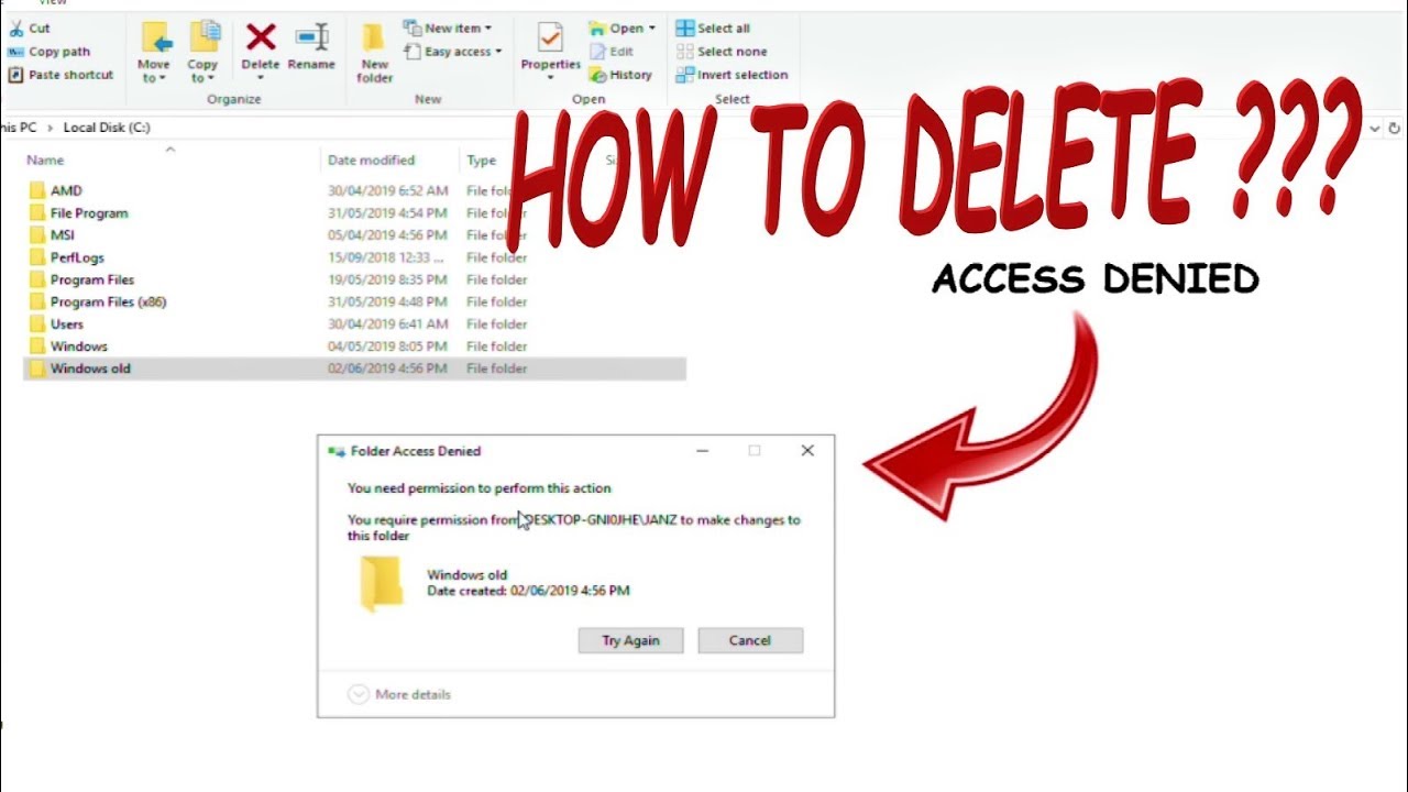 deleting access denied files windows