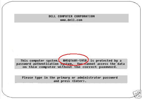 tag del servizio di rimozione della password del BIOS dell d410