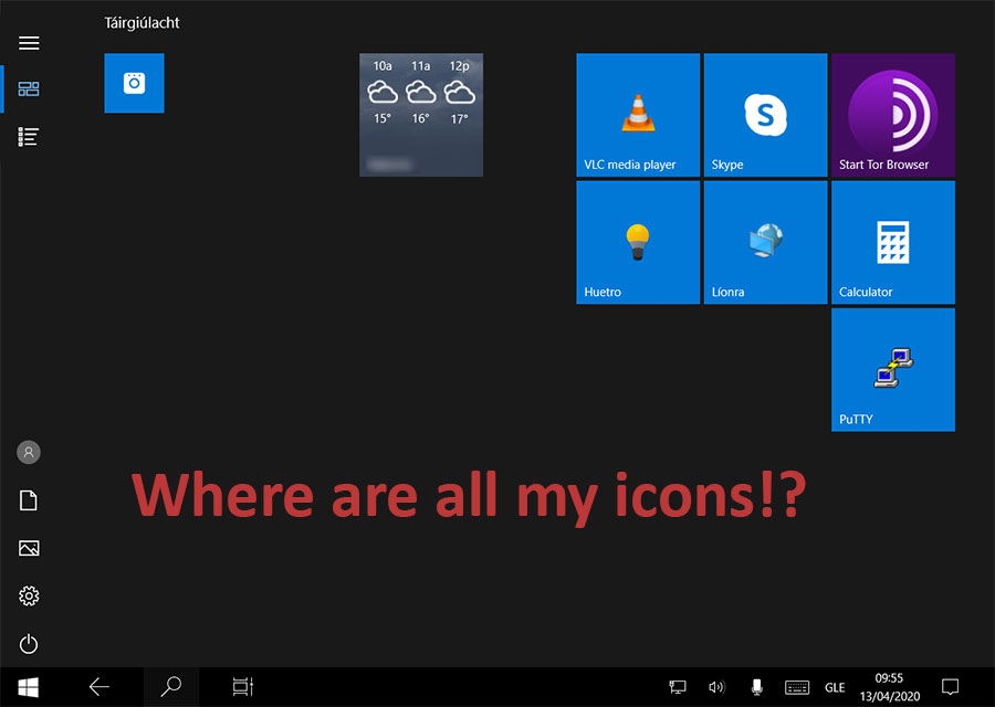 desktop icon on taskbar disappeared