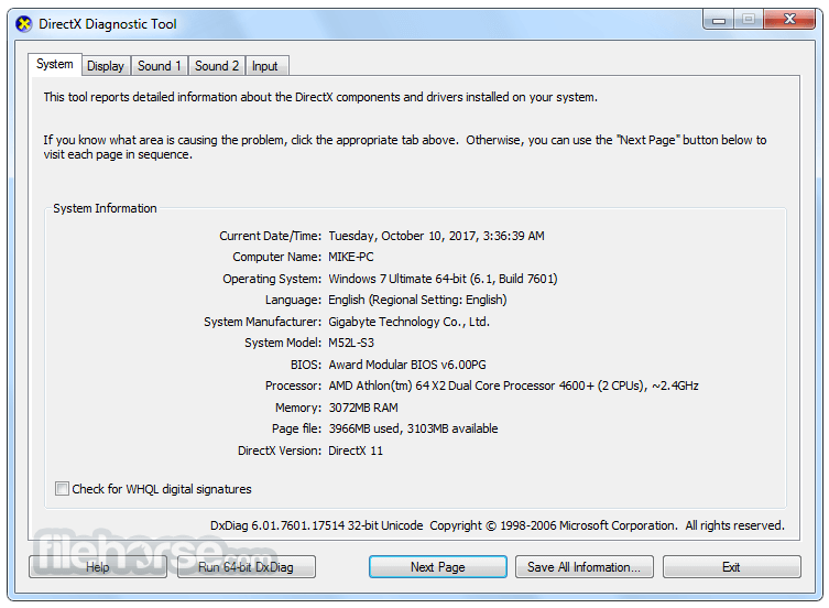 directx versione v9.0 download di riserva