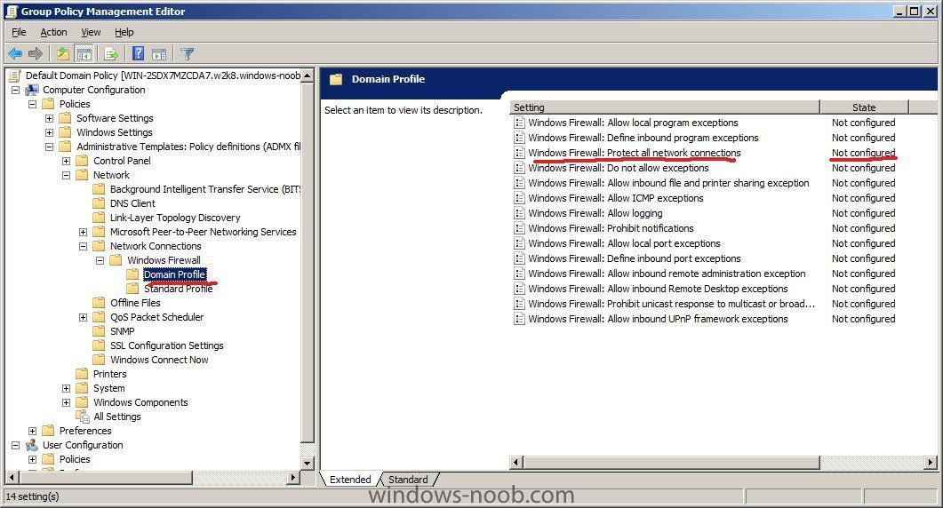 disable windows firewall sbs 2008 group policy