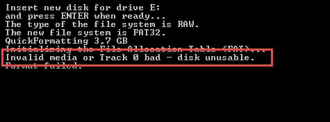 disk unusable error