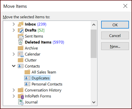 maneira fácil de remover contatos duplicados operando no Outlook