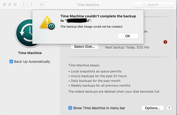 error 17 creating backup disk image