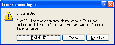 Fehler 721 virtuelles privates Netzwerk Windows XP-Lösung