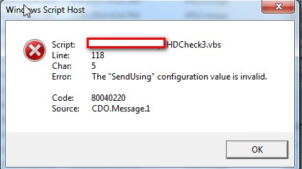 error 80040220 the sendusing configuration value is invalid