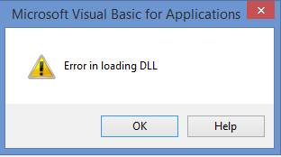błąd podczas ładowania biblioteki dll w programie Excel