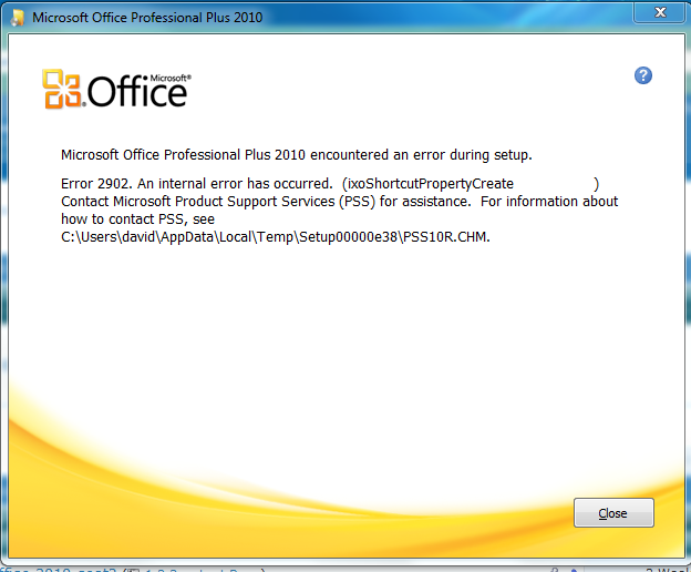 error installing microsoft office 2010
