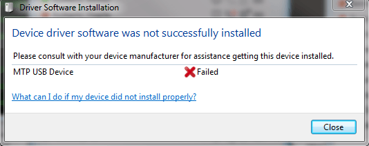 error installing usb device