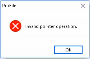 error message invalid pointer