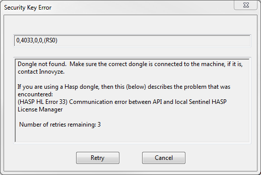 error unable to communicate with dongle
