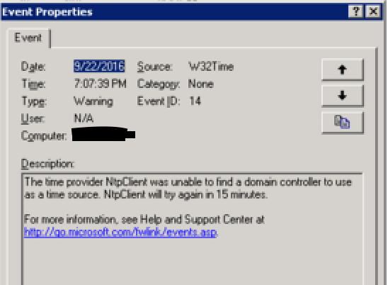Ereignis-ID 14 ntpclient kann Website-Controller nicht finden
