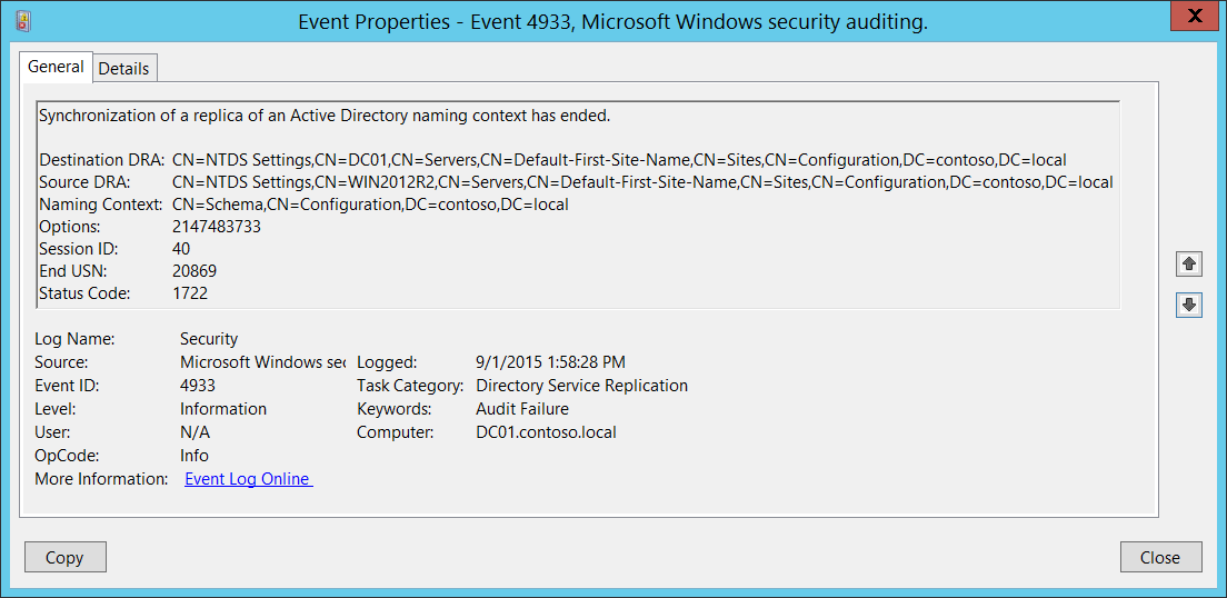 event id 2088 ntds copying ds rpc client