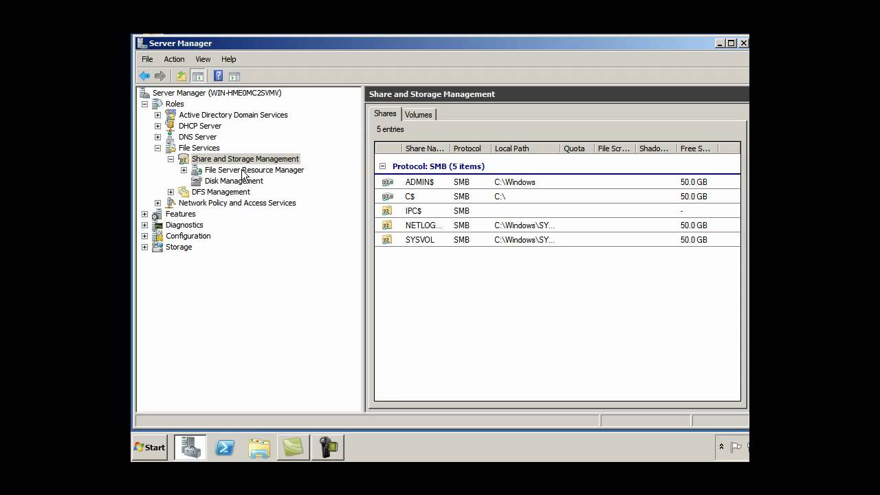 servidor de archivos en la computadora remota de Windows 2008