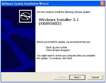 kostenloser Download von Windows Installer 3.1 für XP SP3