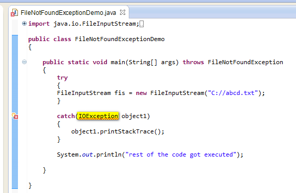 handle file not getoond exception java example