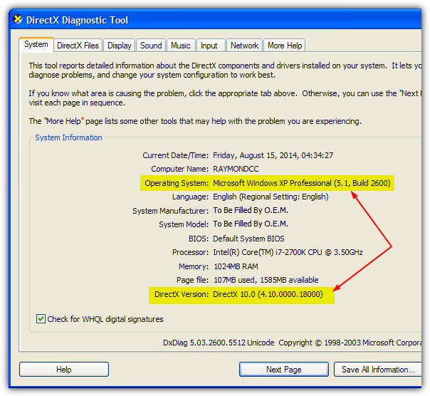 come pratico l'aggiornamento di DirectX per Windows XP