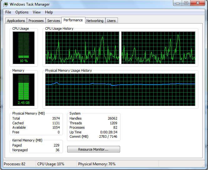 how much physical memory should be free windows 7