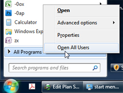 how to access all users start menu windows 7