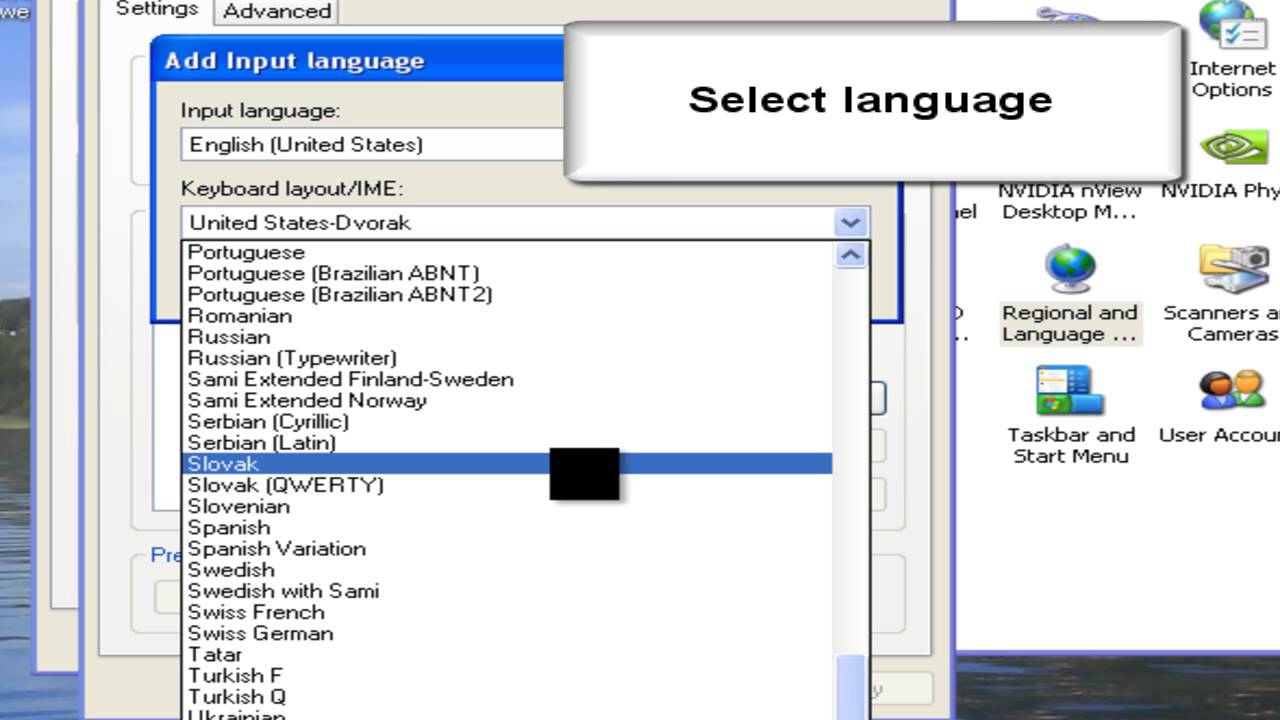 как изменить японский язык на английский в Windows XP