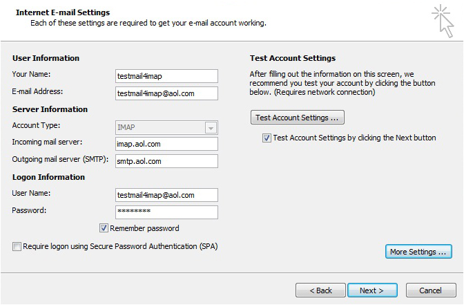 Wie kann man AOL-E-Mail in Outlook 2010 konfigurieren
