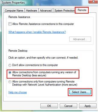 how to make sure you connect to the remote computer in window vista