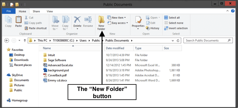 how to create unnamed folder in windows 8