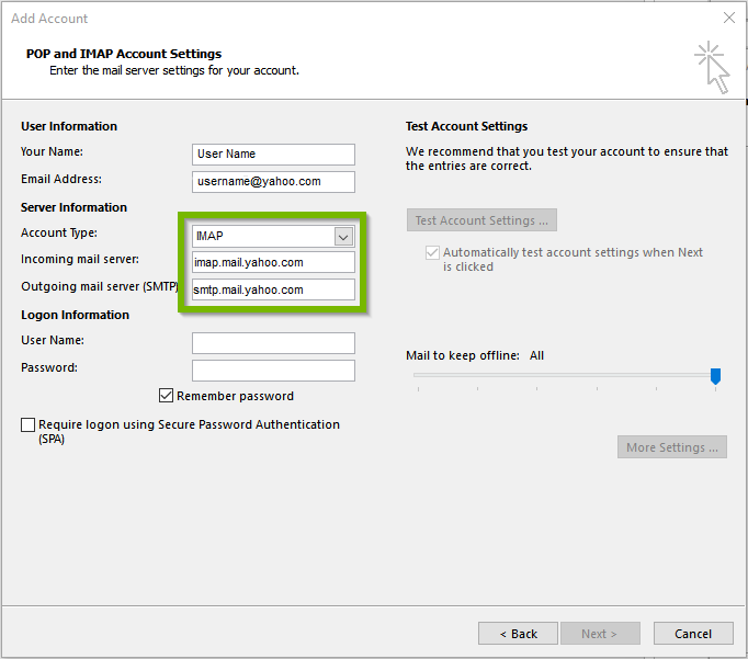 how to create yahoo email account in outlook