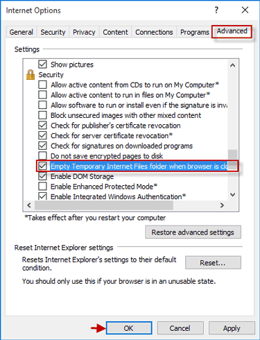 jak usunąć tymczasowe pliki internetowe w systemie Windows 8.1