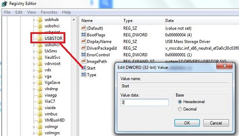 how to enable usb port in windows multiple regedit