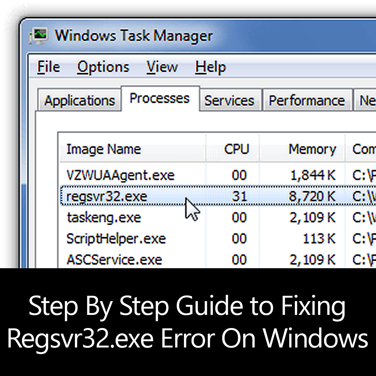 cómo reparar el error regsvr32.exe