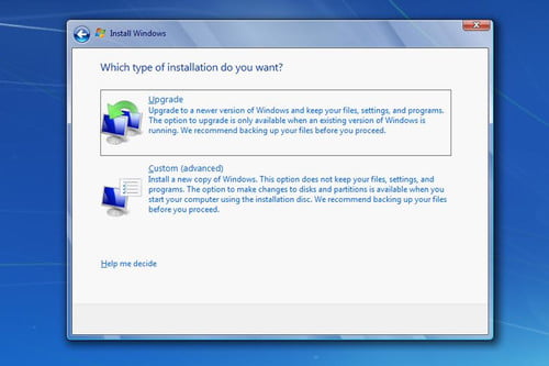 how to install the upgrade version of windows 7 7